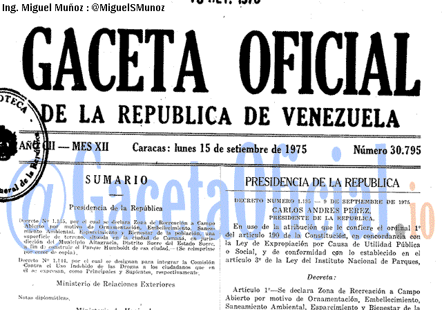 Gaceta Oficial 30795 del 15 Septiembre 1975