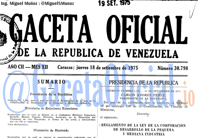 Gaceta Oficial 30798 del 18 Septiembre 1975