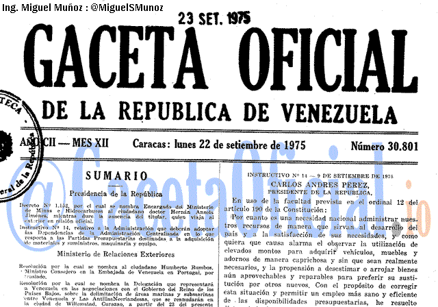 Gaceta Oficial 30801 del 22 Septiembre 1975