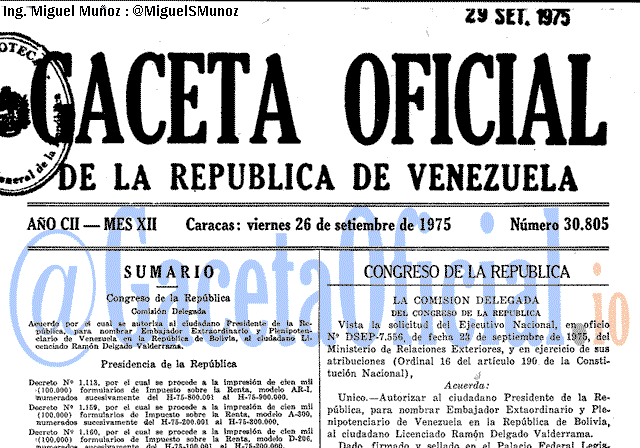 Gaceta Oficial 30805 del 26 Septiembre 1975