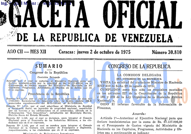 Gaceta Oficial 30810 del 2 Octubre 1975