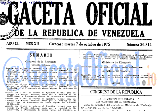 Gaceta Oficial 30814 del 7 Octubre 1975