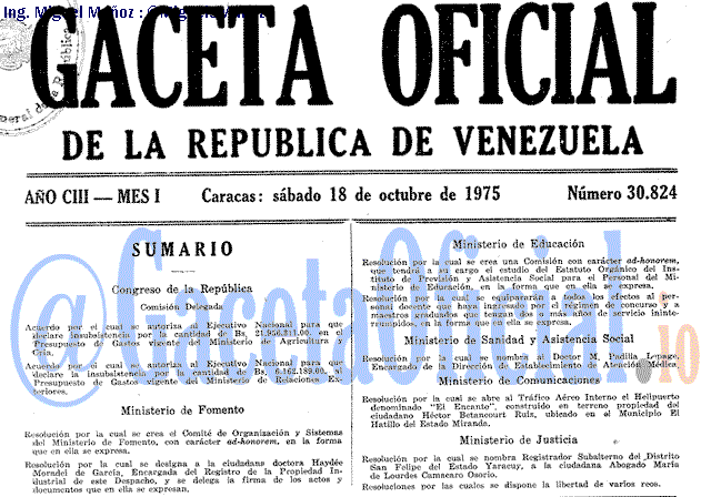 Gaceta Oficial 30824 del 18 Octubre 1975