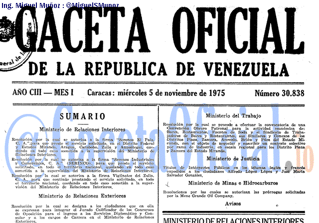 Gaceta Oficial 30838 del 5 Noviembre 1975