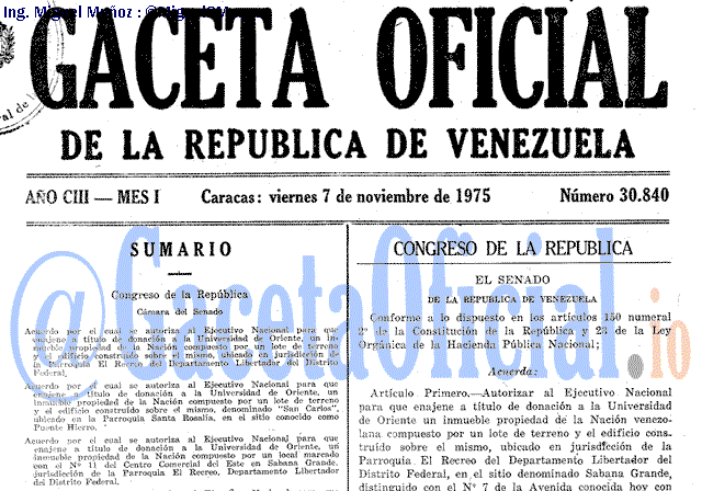 Gaceta Oficial 30840 del 7 Noviembre 1975