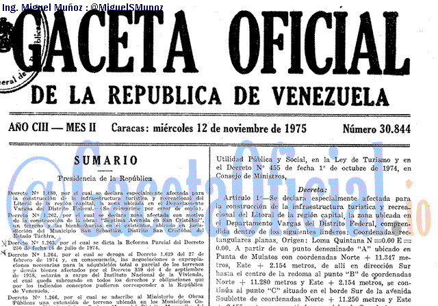 Gaceta Oficial 30844 del 12 Noviembre 1975