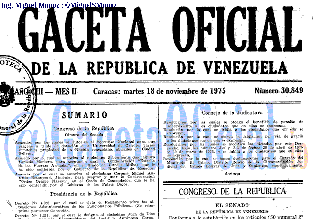 Gaceta Oficial 30849 del 18 Noviembre 1975