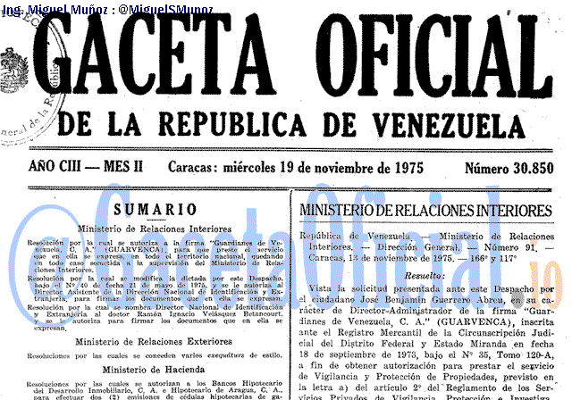 Gaceta Oficial 30850 del 19 Noviembre 1975