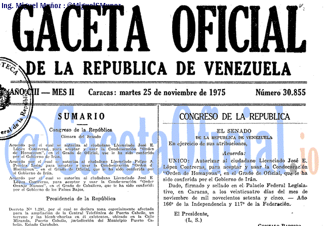 Gaceta Oficial 30855 del 25 Noviembre 1975