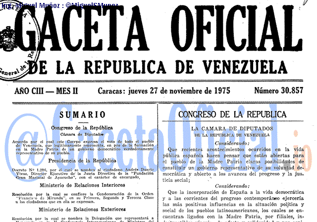 Gaceta Oficial 30857 del 27 Noviembre 1975