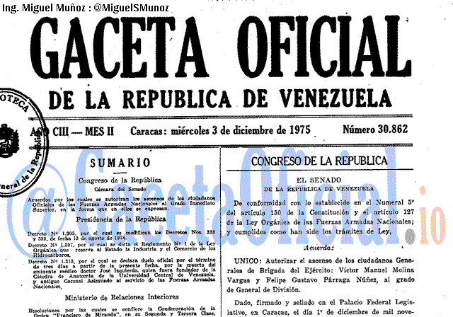 Gaceta Oficial 30862 del 3 Diciembre 1975