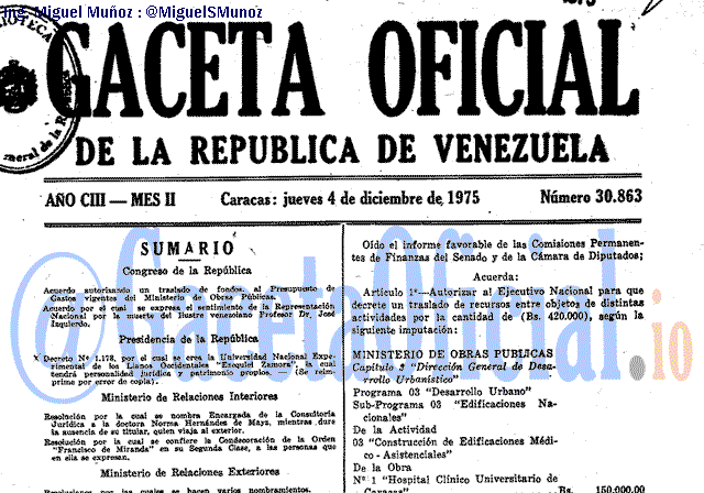 Gaceta Oficial 30863 del 4 Diciembre 1975