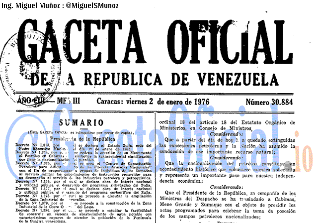 Gaceta Oficial 30884 del 2 Enero 1976