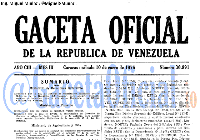 Gaceta Oficial 30891 del 10 Enero 1976