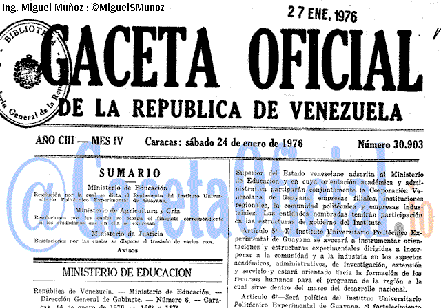 Gaceta Oficial 30903 del 24 Enero 1976