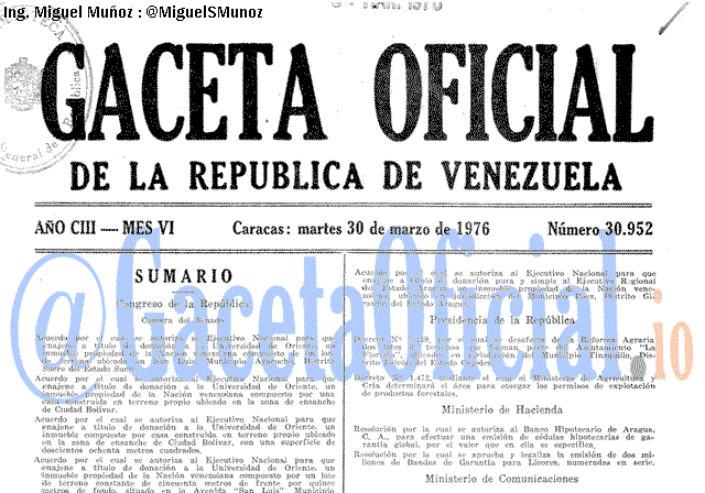 Gaceta Oficial 30952 del 30 Marzo 1976