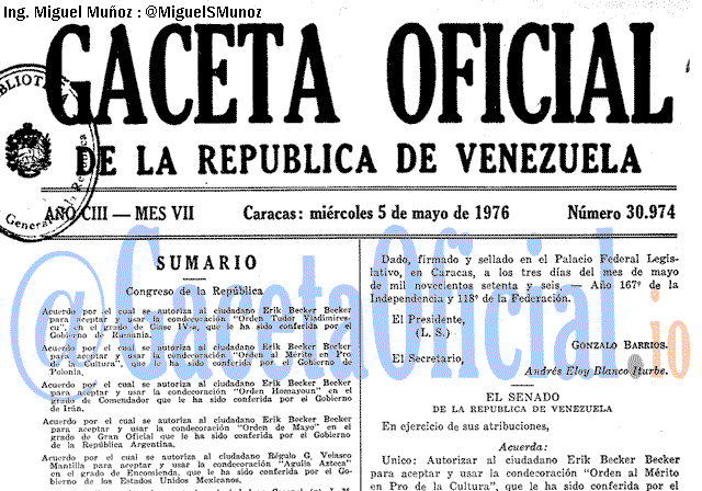 Gaceta Oficial 30974 del 5 Mayo 1976
