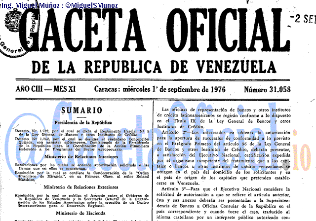 Gaceta Oficial 31058 del 1 Septiembre 1976