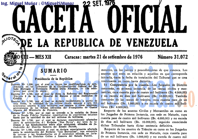 Gaceta Oficial 31072 del 21 Septiembre 1976