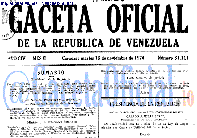 Gaceta Oficial 31111 del 16 Noviembre 1976