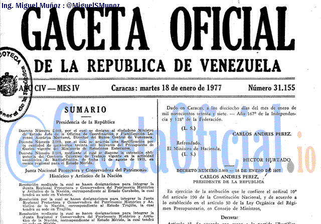 Gaceta Oficial 31155 del 18 Enero 1977