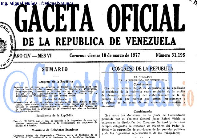 Gaceta Oficial 31198 del 18 Marzo 1977