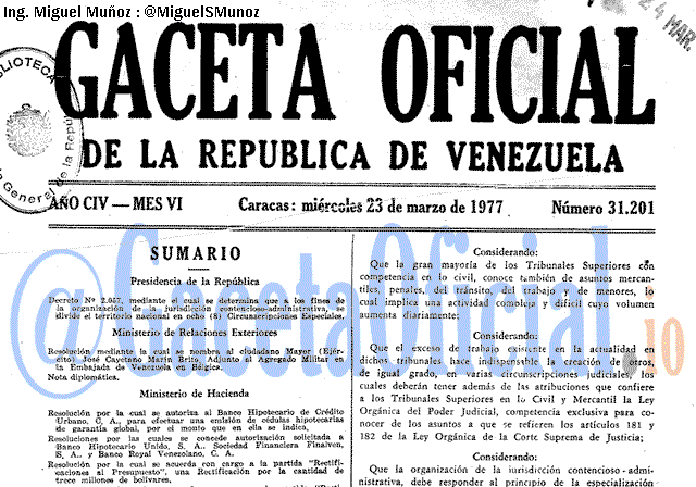 Gaceta Oficial 31201 del 23 Marzo 1977
