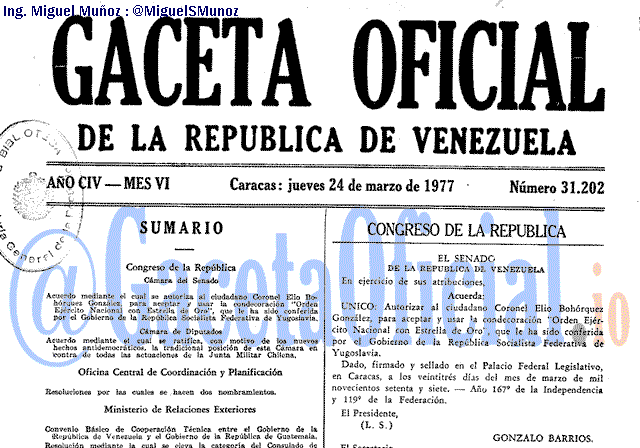 Gaceta Oficial 31202 del 24 Marzo 1977