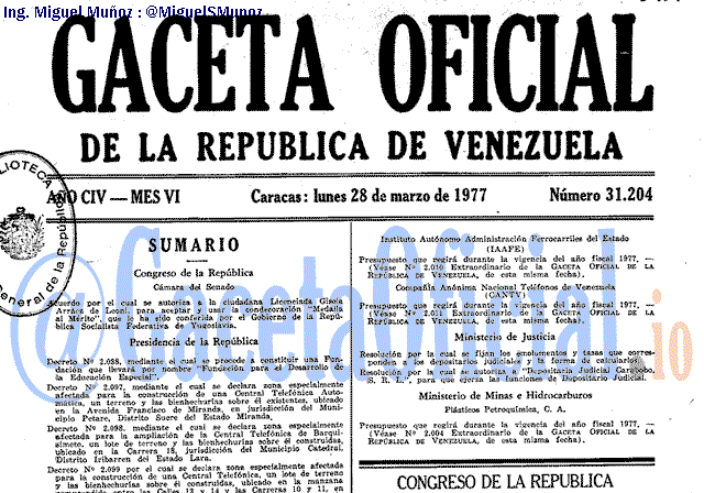 Gaceta Oficial 31204 del 28 Marzo 1977