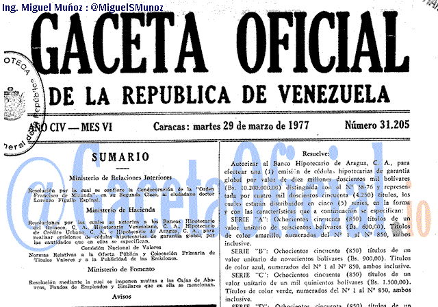 Gaceta Oficial 31205 del 29 Marzo 1977
