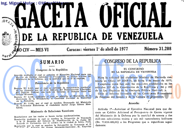 Gaceta Oficial 31208 del 1 Abril 1977