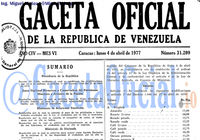 Gaceta Oficial 31209 del 4 Abril 1977