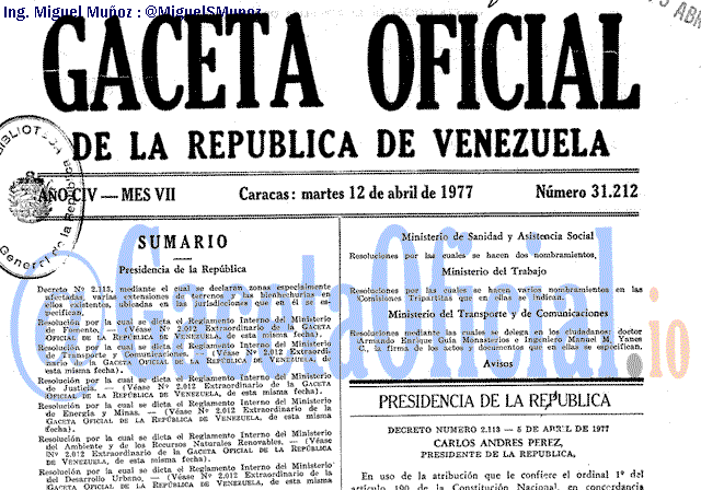 Gaceta Oficial 31212 del 12 Abril 1977