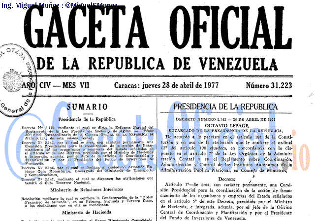 Gaceta Oficial 31223 del 28 Abril 1977