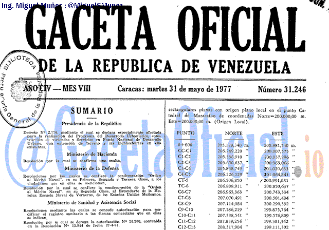 Gaceta Oficial 31246 del 31 Mayo 1977