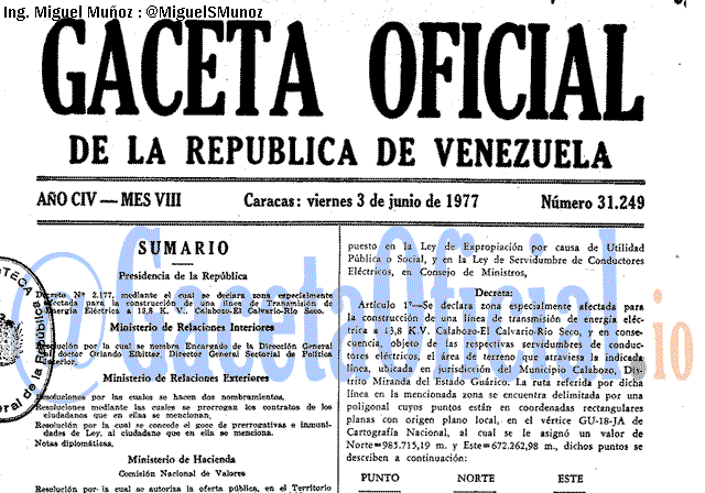 Gaceta Oficial 31249 del 3 Junio 1977
