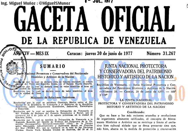 Gaceta Oficial 31267 del 30 Junio 1977