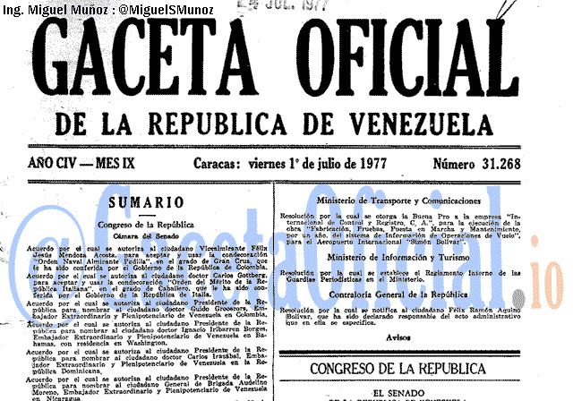 Gaceta Oficial 31268 del 1 Julio 1977