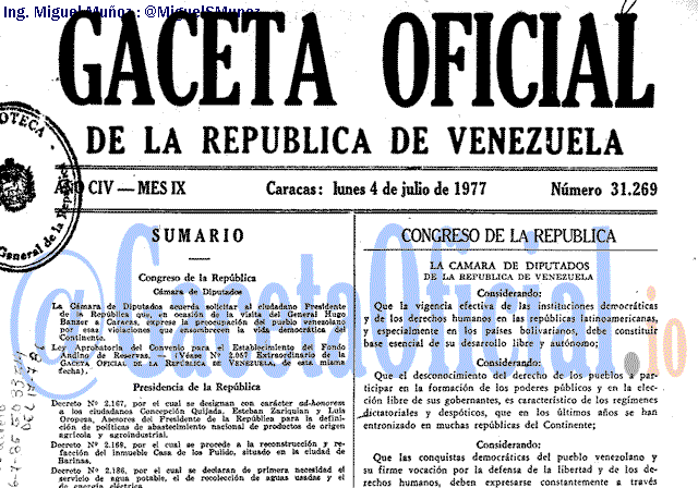 Gaceta Oficial 31269 del 4 Julio 1977