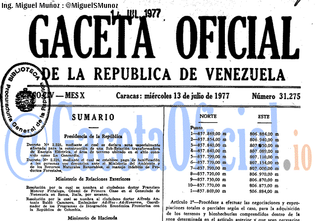Gaceta Oficial 31275 del 13 Julio 1977