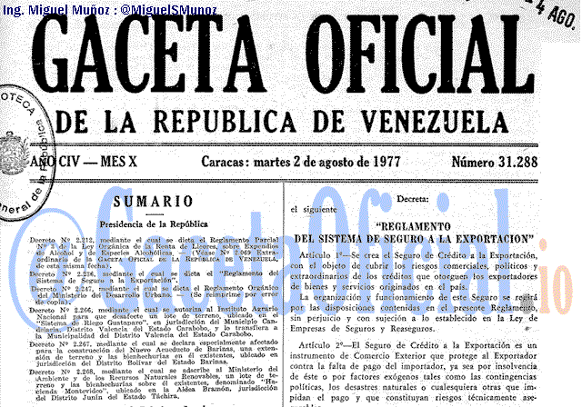 Gaceta Oficial 31288 del 2 Agosto 1977