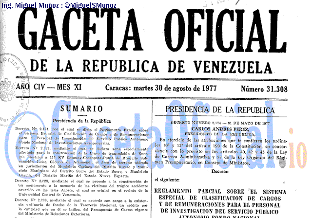 Gaceta Oficial 31308 del 30 Agosto 1977