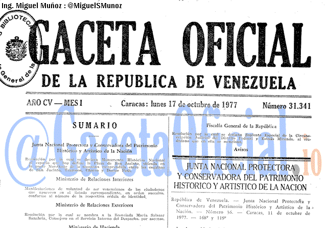 Gaceta Oficial 31341 del 17 Octubre 1977