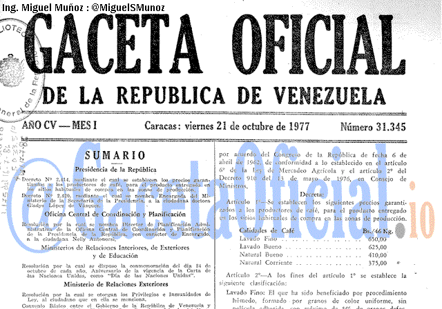 Gaceta Oficial 31345 del 21 Octubre 1977