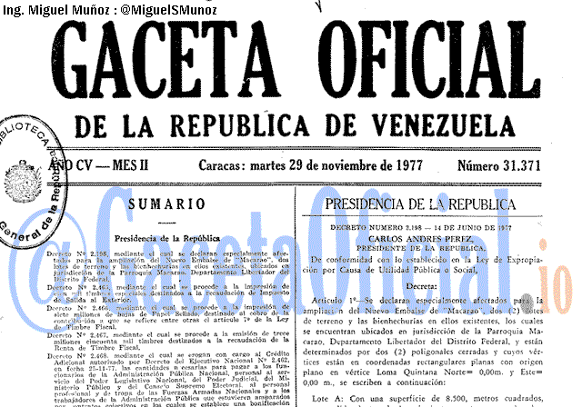 Gaceta Oficial 31371 del 29 Noviembre 1977