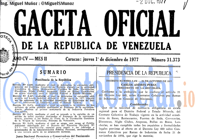 Gaceta Oficial 31373 del 1 Diciembre 1977
