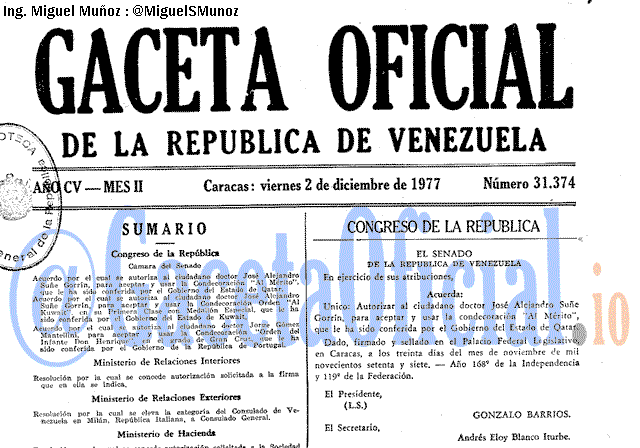 Gaceta Oficial 31374 del 2 Diciembre 1977