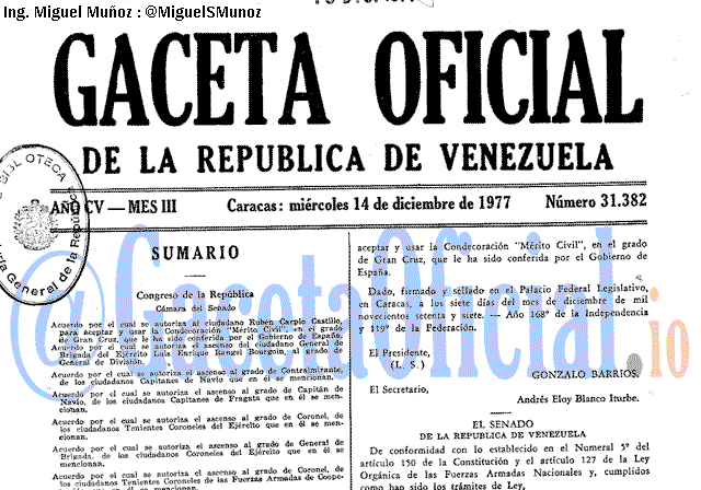 Gaceta Oficial 31382 del 14 Diciembre 1977