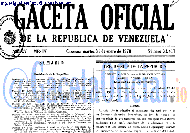Gaceta Oficial 31417 del 31 Enero 1978