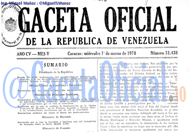 Gaceta Oficial 31438 del 1 Marzo 1978